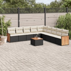 Set de sofás de jardín 10 pzas cojines ratán sintético negro de , Conjuntos de jardín - Ref: Foro24-3260145, Precio: 567,66 €...