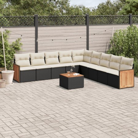 Set de sofás de jardín 10 pzas cojines ratán sintético negro de , Conjuntos de jardín - Ref: Foro24-3260145, Precio: 567,66 €...