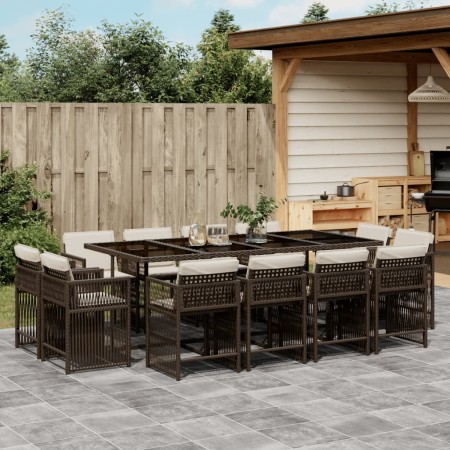 Set muebles de jardín 13 pzas y cojines ratán sintético marrón de , Conjuntos de jardín - Ref: Foro24-3211761, Precio: 826,44...