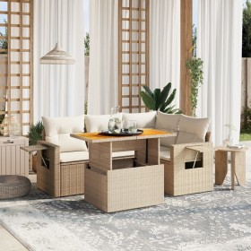 Juego de sofás jardín con cojines 5 pzas ratán sintético beige de , Conjuntos de jardín - Ref: Foro24-3271737, Precio: 393,08...