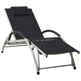 Tumbona con cojín de textilene negra de vidaXL, Tumbonas - Ref: Foro24-310529, Precio: 149,14 €, Descuento: %
