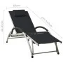 Black textilene sun lounger with cushion by vidaXL, Loungers - Ref: Foro24-310529, Price: 149,14 €, Discount: %