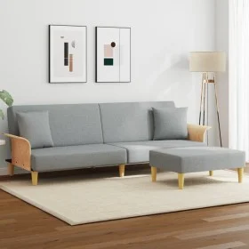 Sofá cama 2 plazas con almohadas taburete terciopelo gris claro de , Sofás - Ref: Foro24-3216215, Precio: 351,90 €, Descuento: %