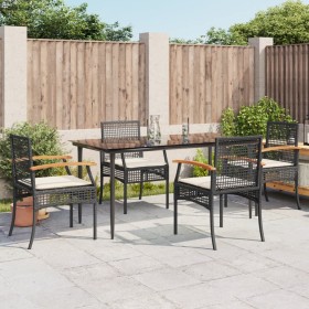 Set de muebles jardín 5 pzas con cojines ratán sintético negro de , Conjuntos de jardín - Ref: Foro24-3213599, Precio: 351,25...