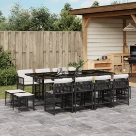 Set comedor de jardín con cojines 13 pzas ratán sintético negro de , Conjuntos de jardín - Ref: Foro24-3211698, Precio: 783,9...