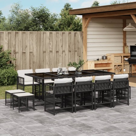 Set comedor de jardín con cojines 13 pzas ratán sintético negro de , Conjuntos de jardín - Ref: Foro24-3211698, Precio: 695,4...