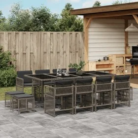 Set comedor de jardín con cojines 13 pzas ratán sintético gris de , Conjuntos de jardín - Ref: Foro24-3211700, Precio: 770,78...