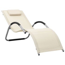 Tumbona de textilene crema y gris de vidaXL, Tumbonas - Ref: Foro24-310514, Precio: 77,97 €, Descuento: %