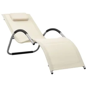 Tumbona de textilene crema y gris de vidaXL, Tumbonas - Ref: Foro24-310514, Precio: 76,65 €, Descuento: %
