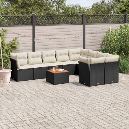 Set de sofás de jardín 10 pzas cojines ratán sintético negro de , Conjuntos de jardín - Ref: Foro24-3256147, Precio: 586,09 €...