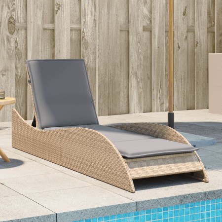 Tumbona con cojín ratán sintético beige 60x205x73 cm de , Tumbonas - Ref: Foro24-368281, Precio: 168,50 €, Descuento: %