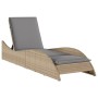 Tumbona con cojín ratán sintético beige 60x205x73 cm de , Tumbonas - Ref: Foro24-368281, Precio: 168,50 €, Descuento: %