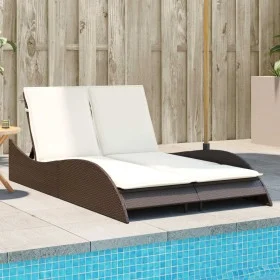 Tumbona con cojines ratán sintético marrón 114x205x73 cm de , Tumbonas - Ref: Foro24-368288, Precio: 243,66 €, Descuento: %
