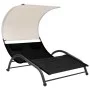 Doppel-Sonnenliege mit schwarzer Textilene-Markise von vidaXL, Liegen - Ref: Foro24-310543, Preis: 217,92 €, Rabatt: %