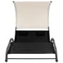 Double sun lounger with black textilene canopy by vidaXL, Loungers - Ref: Foro24-310543, Price: 217,92 €, Discount: %