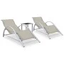 Tumbonas con mesita 2 unidades aluminio color crema de vidaXL, Tumbonas - Ref: Foro24-310536, Precio: 214,58 €, Descuento: %