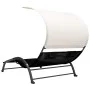 Doppel-Sonnenliege mit schwarzer Textilene-Markise von vidaXL, Liegen - Ref: Foro24-310543, Preis: 217,92 €, Rabatt: %