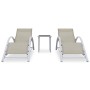 Tumbonas con mesita 2 unidades aluminio color crema de vidaXL, Tumbonas - Ref: Foro24-310536, Precio: 218,48 €, Descuento: %