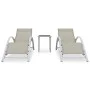 Tumbonas con mesita 2 unidades aluminio color crema de vidaXL, Tumbonas - Ref: Foro24-310536, Precio: 214,58 €, Descuento: %