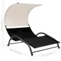 Doppel-Sonnenliege mit schwarzer Textilene-Markise von vidaXL, Liegen - Ref: Foro24-310543, Preis: 217,92 €, Rabatt: %