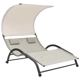 Tumbona doble con toldo textilene color crema de vidaXL, Tumbonas - Ref: Foro24-310544, Precio: 251,47 €, Descuento: %