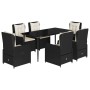 Set de comedor de jardín 7 pzas y cojines ratán sintético negro de , Conjuntos de jardín - Ref: Foro24-3262830, Precio: 780,7...