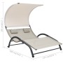 Tumbona doble con toldo textilene color crema de vidaXL, Tumbonas - Ref: Foro24-310544, Precio: 255,50 €, Descuento: %
