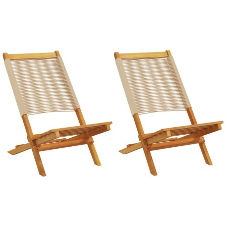 Sillas de jardín 2 uds madera maciza acacia polipropileno beige de , Sillas de jardín - Ref: Foro24-367689, Precio: 128,27 €,...
