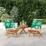Sillas de jardín 2 uds madera acacia y tela estampado de hojas de , Sillas de jardín - Ref: Foro24-367694, Precio: 114,54 €, ...