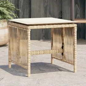 Gartenhocker mit Kissen 4 Stück PE-Rattan beige 41x41x36cm von , Hocker für den Außenbereich - Ref: Foro24-365059, Preis: 97,...