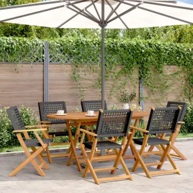 Set de comedor de jardín 7 pzas ratán PE madera acacia negro de , Conjuntos de jardín - Ref: Foro24-3281706, Precio: 492,74 €...
