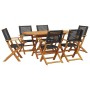 Set de comedor de jardín 7 pzas ratán PE madera acacia negro de , Conjuntos de jardín - Ref: Foro24-3281706, Precio: 535,05 €...