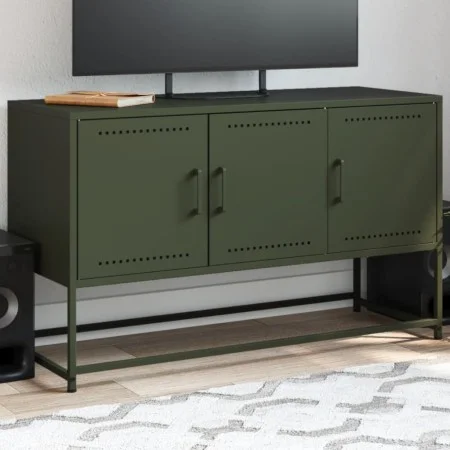 Mueble para TV de acero verde oliva 100,5x39x60,5 cm de , Muebles TV - Ref: Foro24-846480, Precio: 102,58 €, Descuento: %