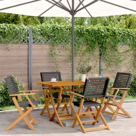Sillas de jardín plegables 6 uds madera maciza y ratán PE negro de , Sillas de jardín - Ref: Foro24-3214556, Precio: 245,55 €...