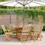 Sillas de jardín plegables 6 uds madera maciza y ratán PE beige de , Sillas de jardín - Ref: Foro24-3214563, Precio: 386,20 €...