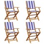 Sillas jardín reclinables 4 uds madera maciza tela azul blanco de , Sillas de jardín - Ref: Foro24-3214589, Precio: 207,58 €,...