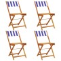 Sillas jardín reclinables 4 uds madera maciza tela azul blanco de , Sillas de jardín - Ref: Foro24-3214625, Precio: 162,62 €,...