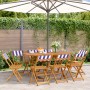 Sillas jardín reclinables 8 uds madera maciza tela azul blanco de , Sillas de jardín - Ref: Foro24-3214627, Precio: 317,43 €,...