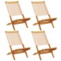 Sillas de jardín plegables 4 uds madera maciza y tela beige de , Sillas de jardín - Ref: Foro24-3214646, Precio: 212,36 €, De...