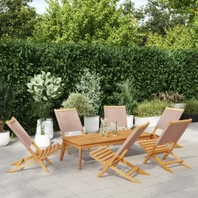 Sillas de jardín plegables 6 uds madera maciza y tela taupe de , Sillas de jardín - Ref: Foro24-3214644, Precio: 307,19 €, De...