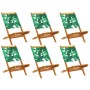 Sillas de jardín reclinables 6 uds madera maciza y tela verde de , Sillas de jardín - Ref: Foro24-3214650, Precio: 319,94 €, ...