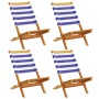 Sillas jardín reclinables 4 uds madera maciza tela azul blanco de , Sillas de jardín - Ref: Foro24-3214652, Precio: 214,74 €,...