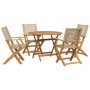 Set de comedor de jardín 5 pzas ratán PE madera maciza beige de , Conjuntos de jardín - Ref: Foro24-3281816, Precio: 370,28 €...