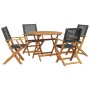 Set de comedor de jardín 5 pzas ratán PE madera maciza negro de , Conjuntos de jardín - Ref: Foro24-3281814, Precio: 359,45 €...