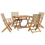 Set de comedor de jardín 5 pzas ratán PE madera maciza beige de , Conjuntos de jardín - Ref: Foro24-3281828, Precio: 382,49 €...