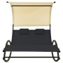 Tumbona doble con toldo textilene negro y crema de vidaXL, Tumbonas - Ref: Foro24-310547, Precio: 233,53 €, Descuento: %