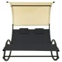 Tumbona doble con toldo textilene negro y crema de vidaXL, Tumbonas - Ref: Foro24-310547, Precio: 217,23 €, Descuento: %