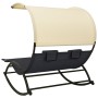 Tumbona doble con toldo textilene negro y crema de vidaXL, Tumbonas - Ref: Foro24-310547, Precio: 233,53 €, Descuento: %