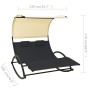Tumbona doble con toldo textilene negro y crema de vidaXL, Tumbonas - Ref: Foro24-310547, Precio: 233,53 €, Descuento: %