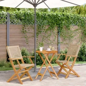 Juego de bistro de 3 piezas ratán PE y madera maciza beige de , Conjuntos de jardín - Ref: Foro24-3281792, Precio: 173,62 €, ...